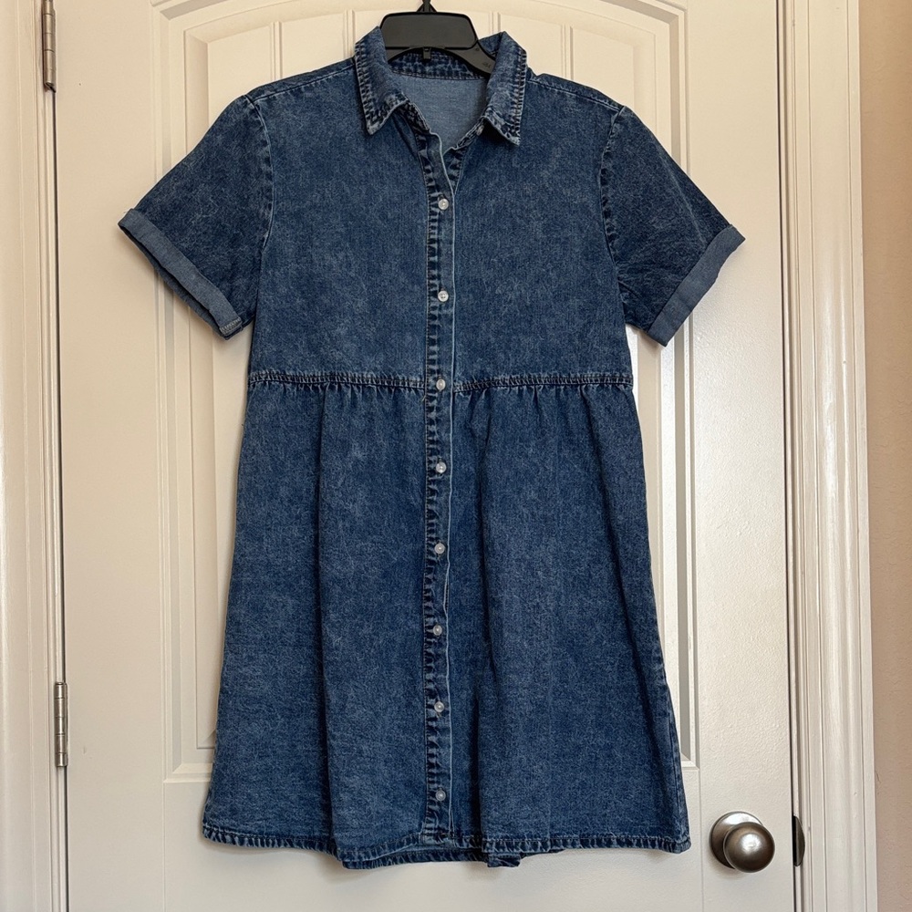 Denim Button-Front Dress